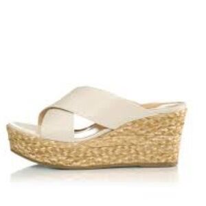 Marion Parke Bethany Wedge Bone Napa Leather New Excellent Italy $595. Size 7.5